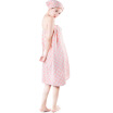 Sanli Xuerong super soft bow braised towel towel suit bath skirt bath cap wave point - pale pink