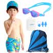 Appropriate children&39s swimwear boys swim trunks suit boys split large&medium children&39s swimwear baby suit blue five-piece suit L