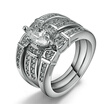 Sliver Color Luxury 3 Rounds Bijoux Fashion Wedding Ring Set CZ Diamond Cubic Zirconia Jewelry For Women Chirstmas Gift R595