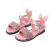 2018 Hot Sale Baby Girl Sandals Fashion Bling Shiny Rhinestone Girls Shoes With Rabbit Ear Kids Flat Sandals 13-22CM