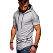 Summer Mens Casual Tops Fashion Short Sleeved T-shirt Solild Color Fold Round Neck Hooded Pullovers Clothes Mens T-shirt