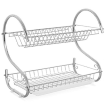 Kitchen Stainless Steel 2-Tier Dish Drainer Rack Holder Organization Shelf with Drip Tray