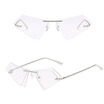 Rimless Cat Eye Sunglasses Men Women Cool Brand Designer Small Size Triangle Sun Glasses Candy Colors Double Lens UV400