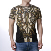 Mens Vintage Style Flower Pattern Round Neck Short Sleeve Shirt