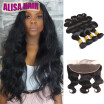 Brazilian Virgin Hair Body Wave Weft 4 Bundles With Ear To Ear Lace Frontal Human Hair Extensions Weave 4 Bundles With Closure Hair Bundles