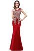 Womens Rhinestone Applique Sheer Maxi Long Evening Prom Party Dress