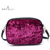 BAFELLI new arrival velvet shoulder bag split leather strap circular bag yellow bolsa feminina simple small women bag