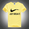 New Mens Fashion Casual Short SleeveJUST BREAK IT Print Cotton Plain Lined Slim Sport T-Shirt