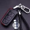Huashi public key package leather key bag buckle set car accessories B section folding three keys black black line