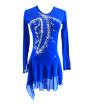 Gemstone blue figure skating Costumes long sleeved skating dress that can be worn by simple&adult girls