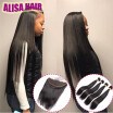 Ear To Ear 13x4 Lace Frontal Closure With 4 Bundles Silky Straight Malaysian Unprocessed Virgin Human Hair With Frontal And Bundles