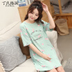 Dings grate pajamas home service womens cotton cute short-sleeved round neck pull head sex lovers lure nightdress J48 pink one size