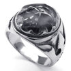 Hpolw silver&black Stainless Steel Skull Band Biker Mens beautiful design circular Ring&durable in use Hpolw silver&black Stainless Steel Skull Band Biker Mens beautiful design circular Ring&durable in use