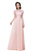 Long Lace Pink A-line Evening Prom Party Dress Pageant Bridesmaid Formal Gown Elegant