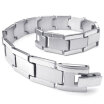 Hpolw Mens silver Stainless Steel Bolt buttoned Bracelet&Classic Simple design Link Wrist geometry pattern Bracelet