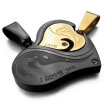 Hpolw "I Love You" 2PCS Stainless Steel Pendant Necklace Black Gold Heart Love Valentines Couples His & Hers Set Charm