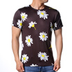 Mens Fashion Summer Top Flowers Printed Slim Fit Short Sleeve Shirt