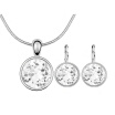 Round White Crystal Fashion Circle Pendant Necklace Stud Earrings Set Women Wedding Jewelry Sets