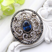 Turkish Round Badge Brooch For Women Hollow Flower Symmetric Heart Design Rhinestone Brooches Broches Ethnic Arabesque Jewelry