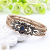 Classic Turkish Women Geometry Resin Bangles&Bracelets Antique Gold Color Rhinestone Retro Jewelry Bangle Ethnic Arab Bijoux