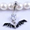 New Black Bat Belly Button Rhinestone Animal Navel Piercing Body Jewelry Anti Allergic Material Medical Needle Batman Girlfriend