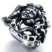 Hpolw Greek MYTHOS Snake head Black&Silver Stainless Steel hollow Mens RingWidth26mm