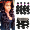 Siyusi Hot Selling 7A Brazilian Virgin Hair With Closure Brazilian Body Wave Human Hair With 13x4 Ear To Ear Lace Frontal