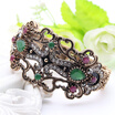 Ethnic Women Flower Bangle Bracelet Antique Gold Color Resin Turkish Jewelry Rhinestone Bangles Ladies Banquet Wedding Bijoux