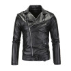 Mens Fashion Casual Long Sleeved Leather Jackets Slim Fit Pu Leather Coats Male Motorcycle Zippers Collar Jackets Coats