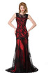 Elegant Lace Mermaid Long Evening Dresses Bridesmaid Tulle Lace Appliques Scoop Formal Party Gown