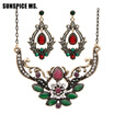 SUNSPICE MS Vintage Turkish Resin Drop Water Earrings Thin Chain Necklace Indian Jewelry Sets Dropshipping Bridal Bijoux Gift