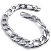 Hpolw Wide Big Chain silver Stainless Steel hollow Mens Lobster Clasps Bracelet