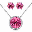 Austrian Crystal Round Pendant Necklace Stud Earrings Set For Women Jewelry Set MotherS Gift