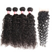 Brazilian Water Wave 3 Bundles with Closure Human hair Bundles with Closure Remy Hair Weave Extensions Can Be Dyed