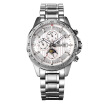 Bestdon 7108g Mens Sport Waterproof Stainless Steel Band Luminous Pointer Auto-mechanical Watch W Calendarsilver White