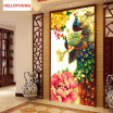 DIY Full of Diamonds Embroidery Diamond Mosaic Peacock Peony rich flowers Round Diamond Painting Cross Stitch Kits