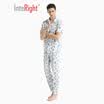 INTERIGHT home service mens mens cotton print cool short-sleeved home service suit rice white coffee letter printing AM