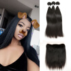 8A Ear To Ear Lace Frontal Closure With Bundles brazilian Straight Virgin Hair With Closure Human Hair With Frontal Closure