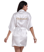 Short Robe Bride Bridesmaid Silk Satin Kimono dressing Gown Sleepwear Bathrobe