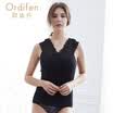 Ou Difen Camisole 2018 New Womens Short Sleeve Top Sexy Lace Collar Slim Joker Vest XV8705 Black M