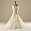 Lace Backless 3D-Floral Appliques Embroidery Hand Made Flowers Mermaid Wedding Dress