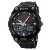 Mens Dual Display Sport Watch Solar Power Waterproof Electronic Watch