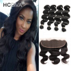 HCDIVA Virgin Mongol Body Wave 4 Paquete Con Cierre Frontal Oreja A Oreja Con Pelo De Bebé Mongolian Cabello Humano Para Mujeres Negras 1b