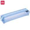 Deli deli pequeña bolsa de lápiz estudiante cuadrado bolsa de malla de nylon bolsa de almacenamiento de lápiz portátil azul hielo 66774