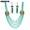 New Arrivals African Beads Jewelry Set Nigerian Wedding Engagement Necklace Earring For Women Handmade Stone Indian Jewelry