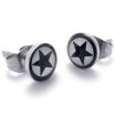 Hpolw Two Tone Beautiful Unisex Mens Star Stud Stainless Steel Earrings 2pcs White Black