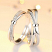 2PCS Silver Diamond Rings Couple Rings Size Adjustable