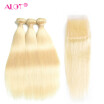 Alot Human Hair Peruvian 613 Blonde Honey Hair Straight Hair 3 Bundles With Lace Closure 31 Deal Good Quality 613 Hair Extension