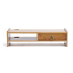 Double computer display increased antique marble wood solid wood bamboo display bracket base display shelf keyboard storage rack display base computer bracket
