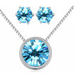 Austrian Crystal Round Pendant Necklace Stud Earrings Set For Women Jewelry Set MotherS Gift